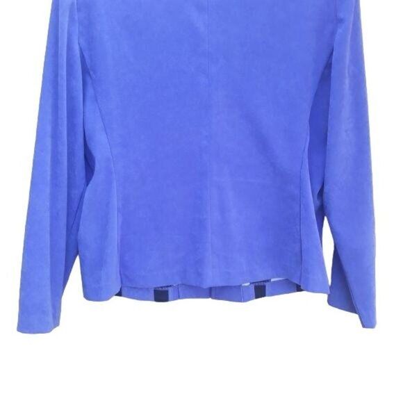 Vintage 80's Blazer Faux Vegan Suede Scoop Neck Zip Up Cutout Purple Devo 14 - Picture 8 of 8